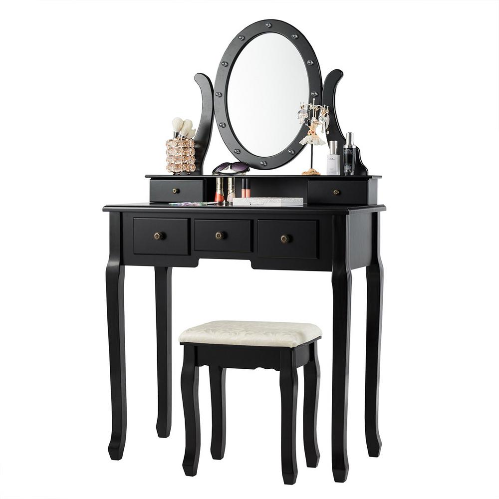 Featured image of post Black Vanity Mirror With Lights And Desk : Vanity mirror led ring lighting beauty makeup selfies cosmetic black/white/grey.