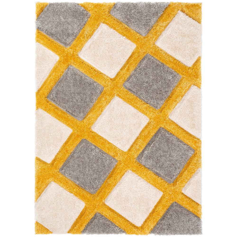 Well Woven San Francisco Posh Yellow Modern Geometric Trellis 7 Ft 10 In X 9 3d Carved Area Rug