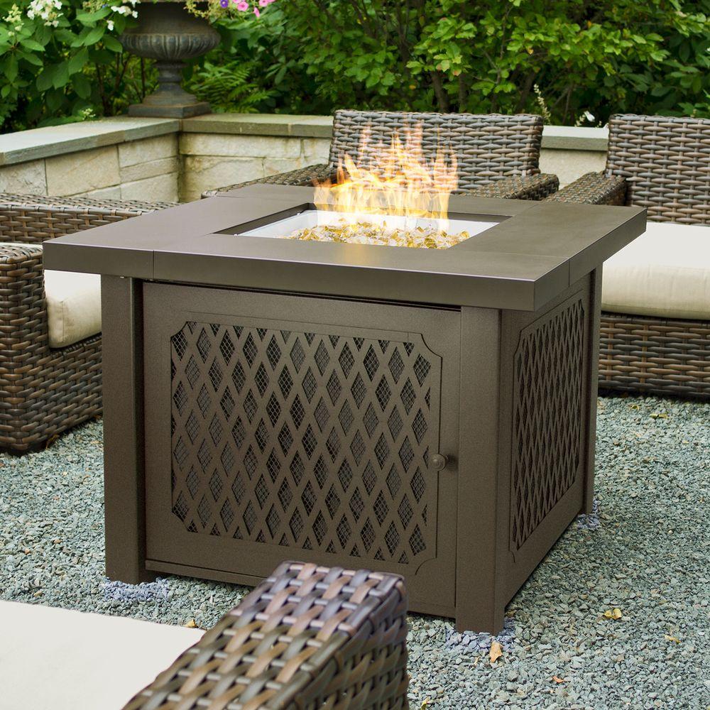 Pleasant Hearth Huxley 38 In Lattice Gas Fire Pit Table In Bronze