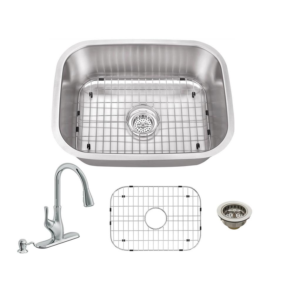 Schon All In One Undermount Stainless Steel 24 Single Bowl Schon All In One Undermount Stainless Steel 24 Single Bowl Kitchen Sink With Faucet