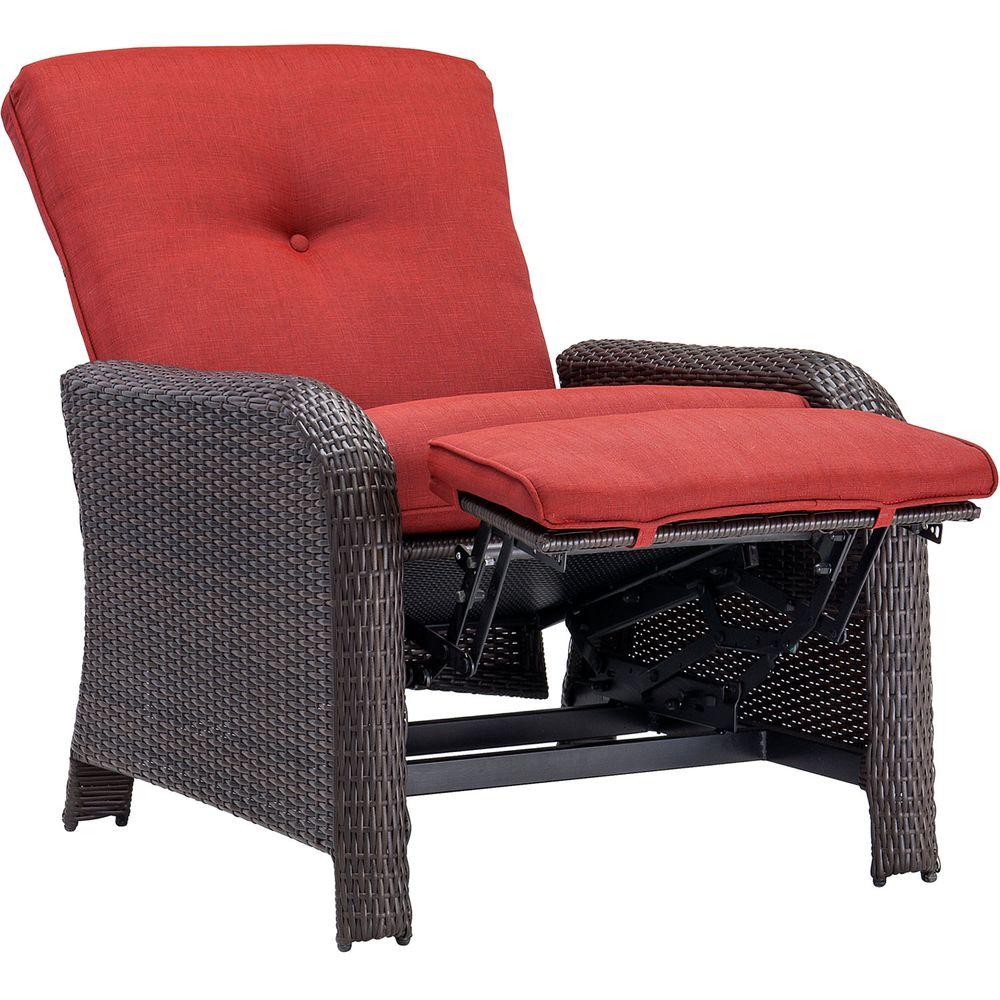 Hanover Strathmere Crimson Red Outdoor Reclining Patio Arm Chair