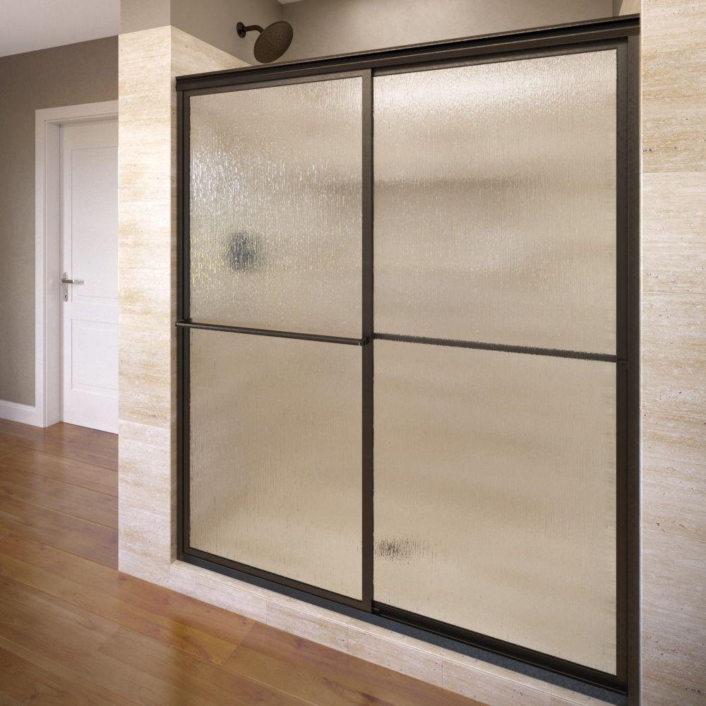 Basco Deluxe 40 In X 68 In Framed Sliding Shower Door In Oil