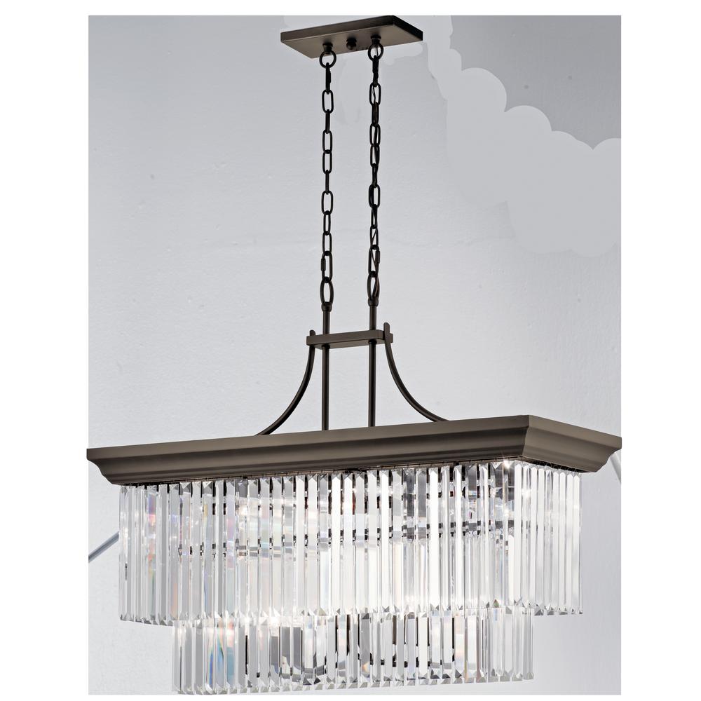 KICHLER Emile 12Light Olde Bronze Linear Chandelier with Clear Glass