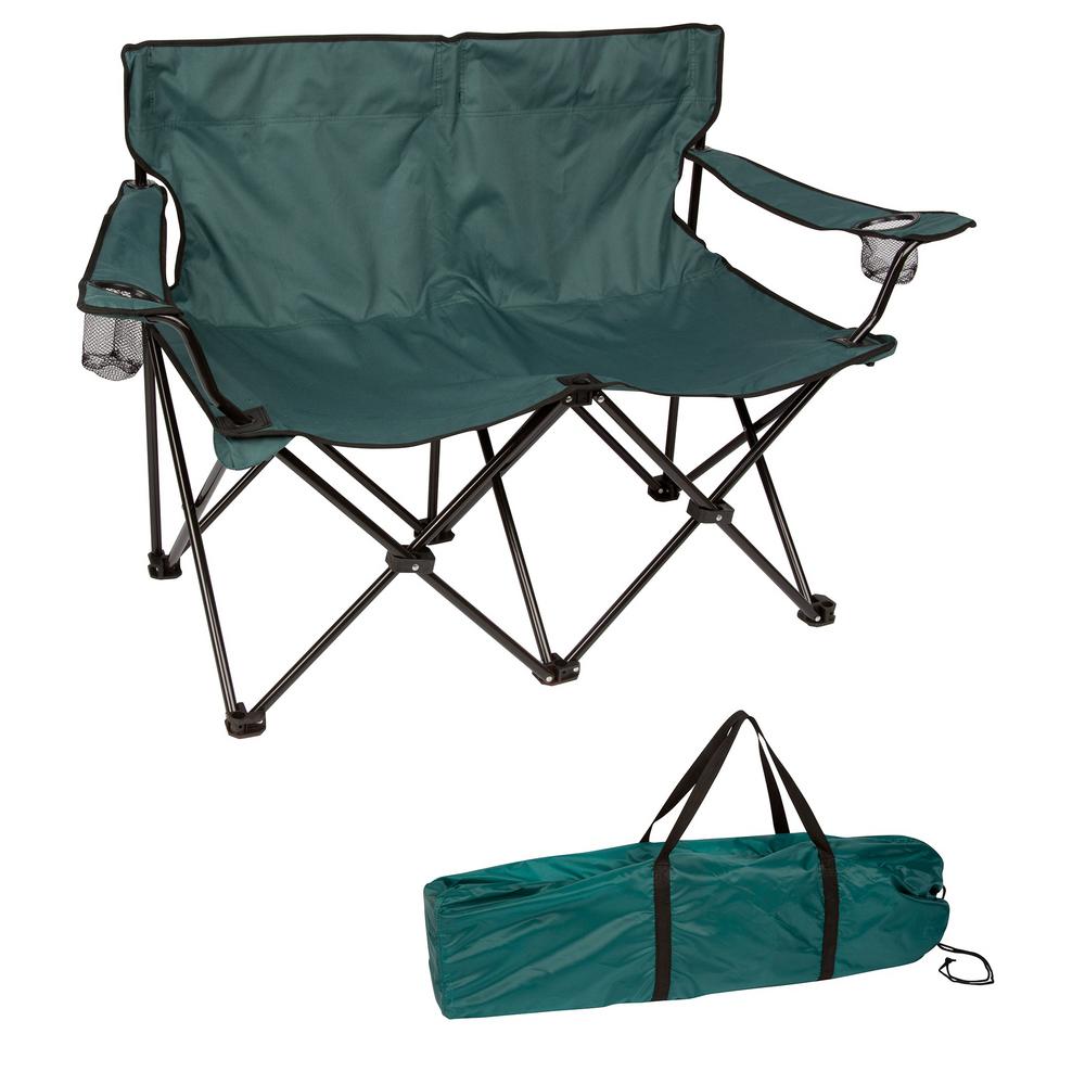 Trademark Innovations Dark Green 31 5 In H Loveseat Style Steel Trademark Innovations Dark Green 31 5 In H Loveseat Style Steel Frame Double Camp Chair