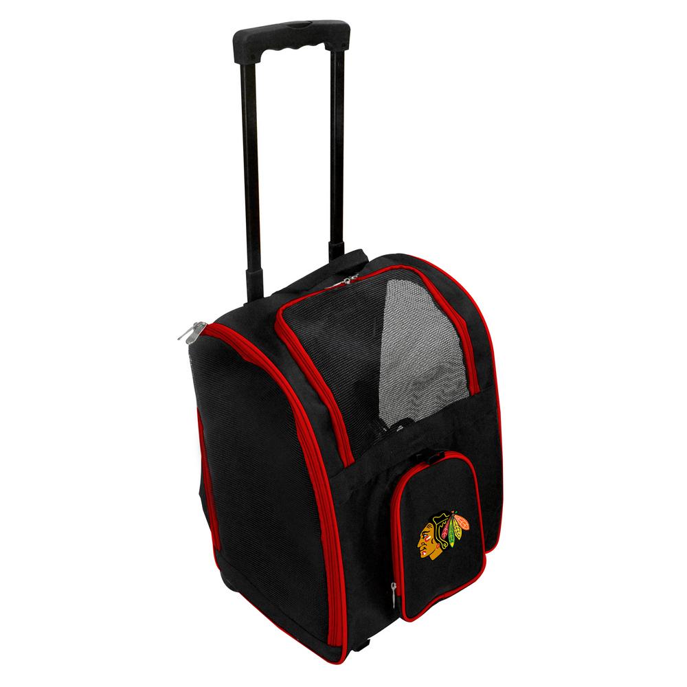 Denco Nhl Chicago Blackhawks Pet Carrier Premium Bag With Wheels In Denco Nhl Chicago Blackhawks Pet Carrier Premium Bag With Wheels In Red