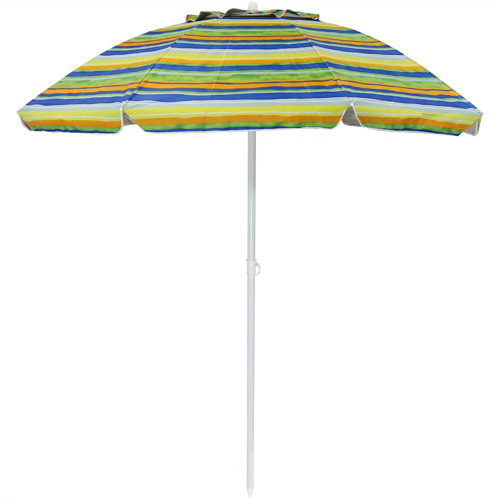 Sunnydaze Decor 6 Ft Tropical Fusion Stainless Steel Tilt Beach Tropical Fusion Stainless Steel Tilt Beach Umbrella In Green