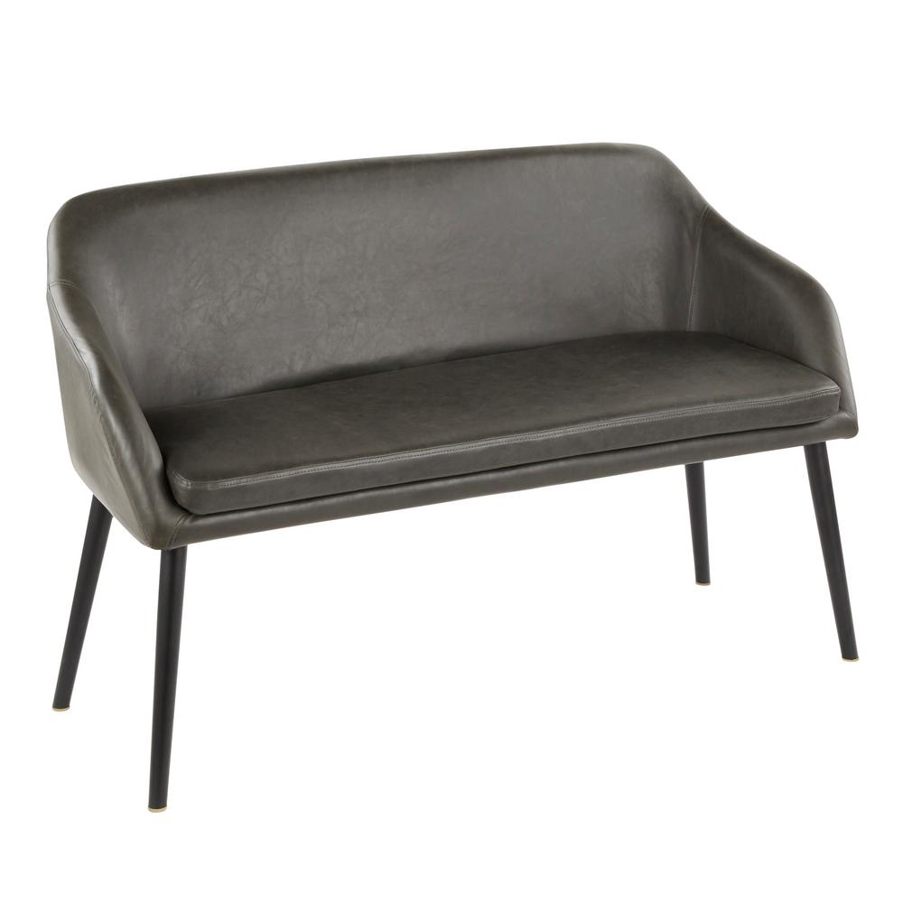 Lumisource Shelton Charcoal Faux Leather Contemporary Bench Bc