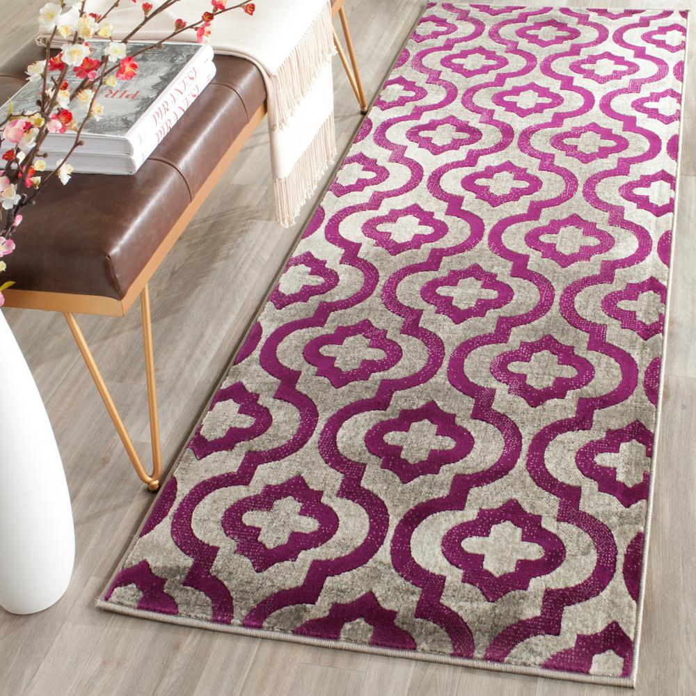 Safavieh Porcello Light Gray Purple 2 Ft X 9 Runner Rug
