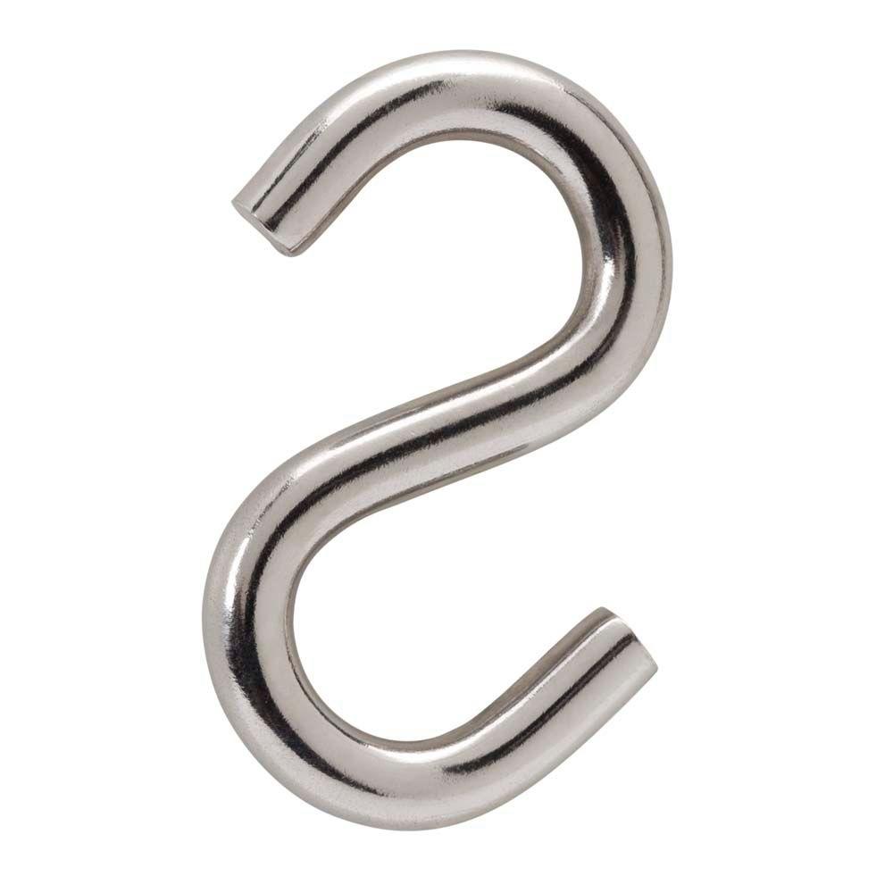 Everbilt 0.170 in. x 2-1/4 in. Stainless Steel Rope S-Hook (2-Pack Small Stainless Steel S Hooks