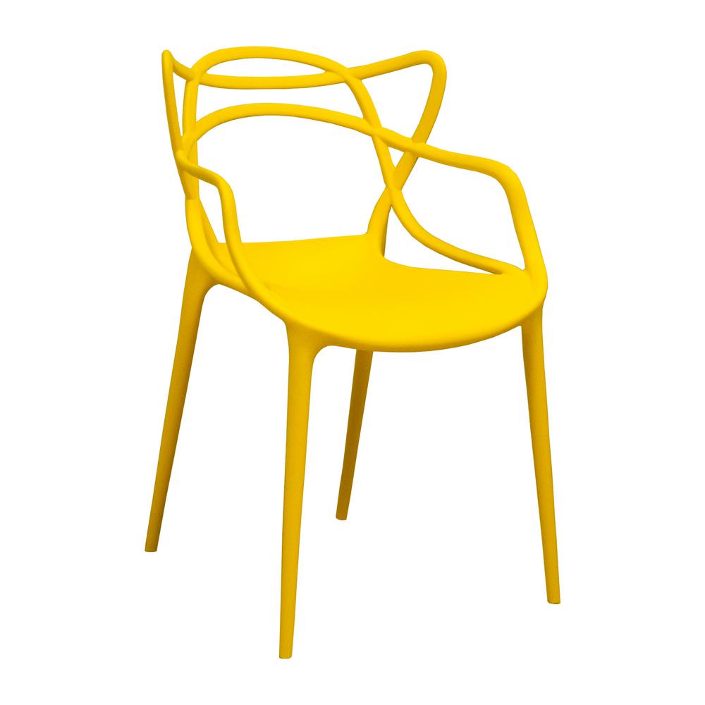 Yellow Chairs Living Room Furniture The Home Depot Modern Plastic Yellow Loop Dining