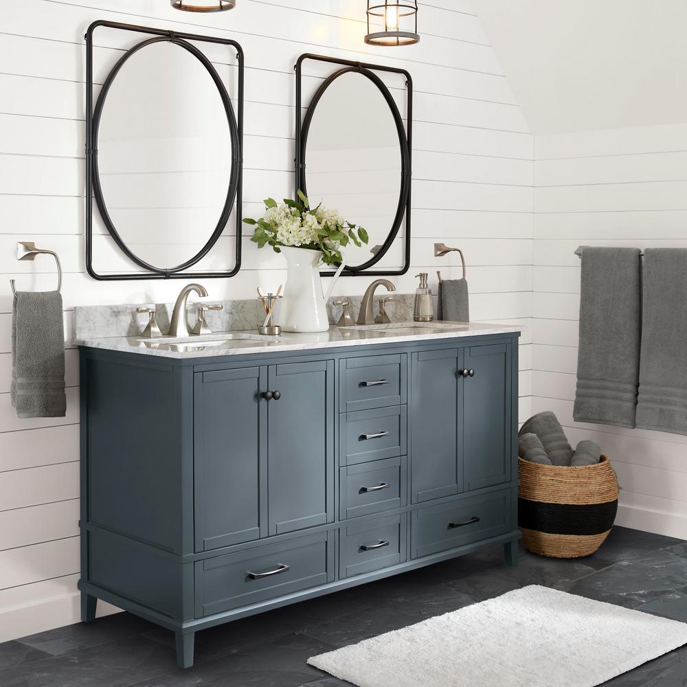 D Bath Vanity In Dark Blue Gray, White Bathroom Vanity With Dark Grey Top