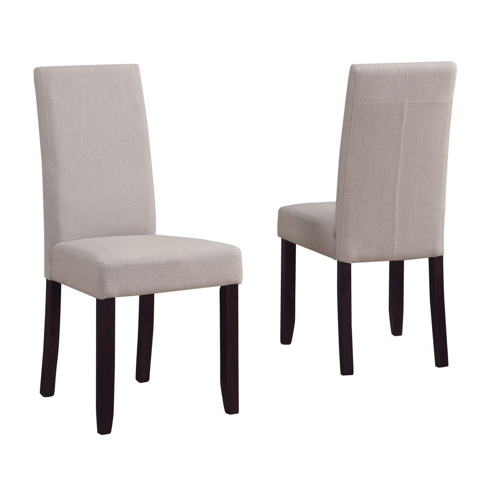 Simpli Home Acadian Contemporary Parson Dining Chair Set Of 2 In Natural Linen Look Fabric Ws5113 4 Nl The Home Depot