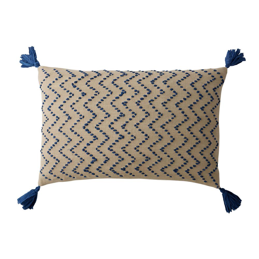 The Company Store Embroidered Blue Chevron 16 In X 24 In