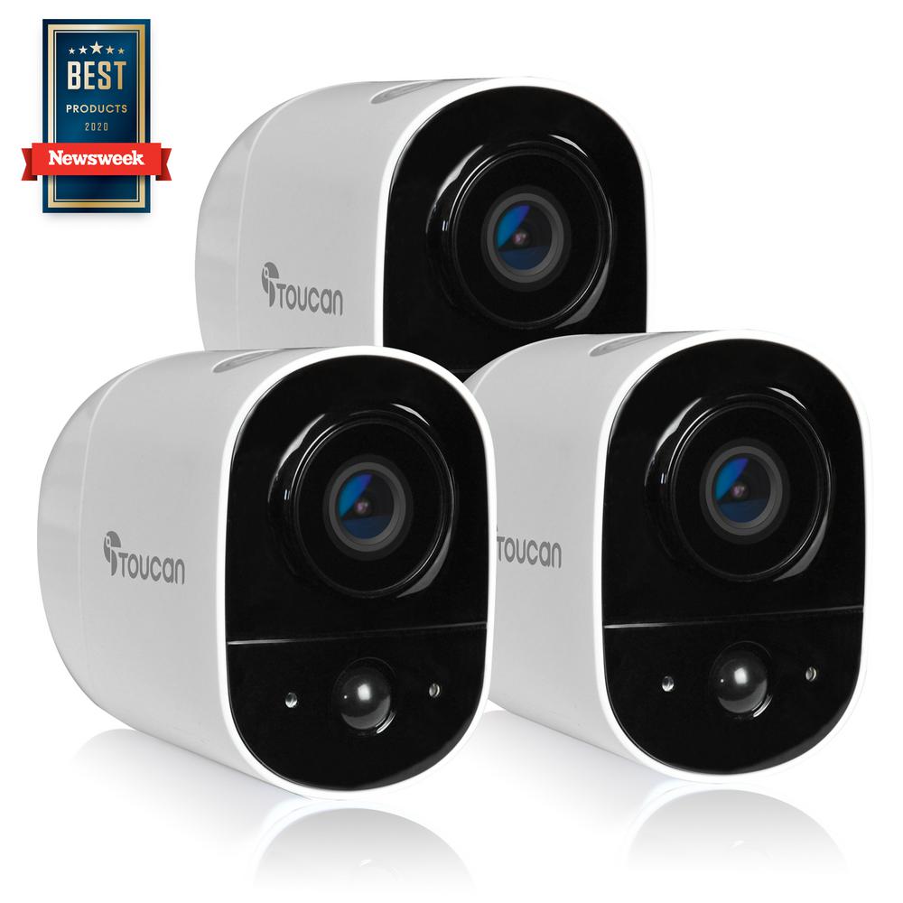 Toucan Wireless Outdoor Camera 1 Channel Home Surveillance System 1080p Video W 2 4ghz Wi Fi And 2 Way Communication 3 Pack Twck200wu 3hd The Home Depot