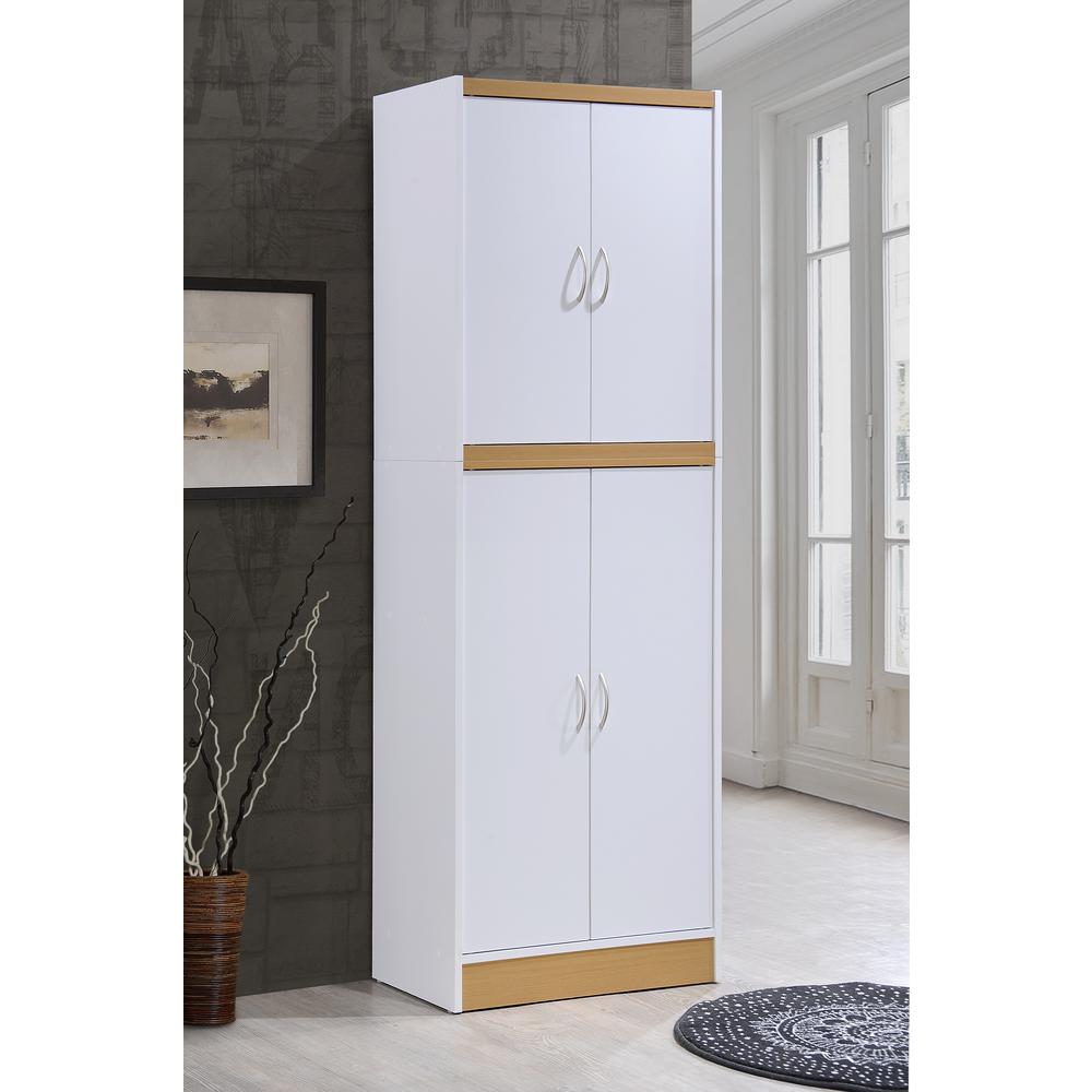 Hodedah 4 Door White Kitchen Pantry Hi224 White The Home Depot