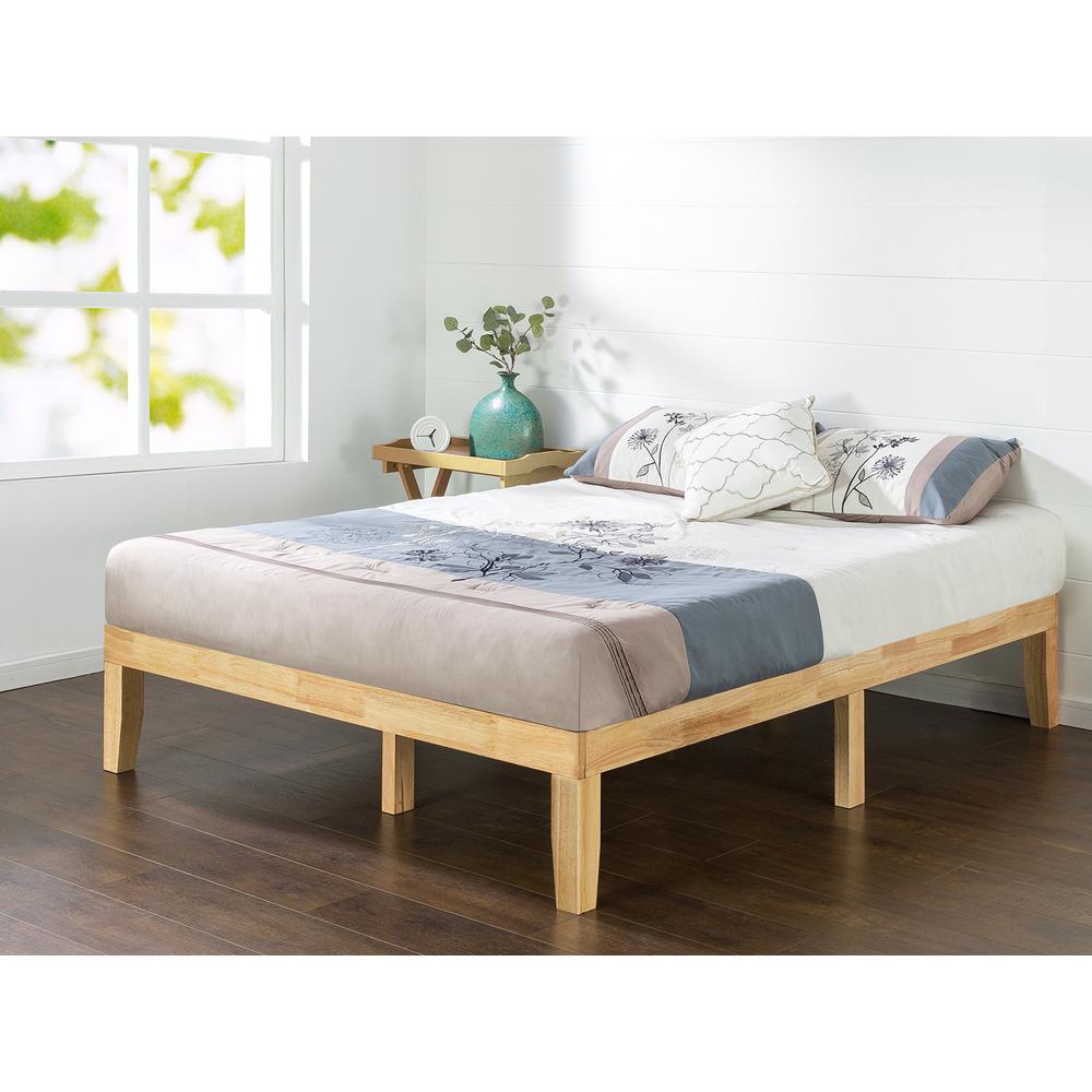 Bed Frame Natural King Solid Wood Platform Bedroom Furniture Simple