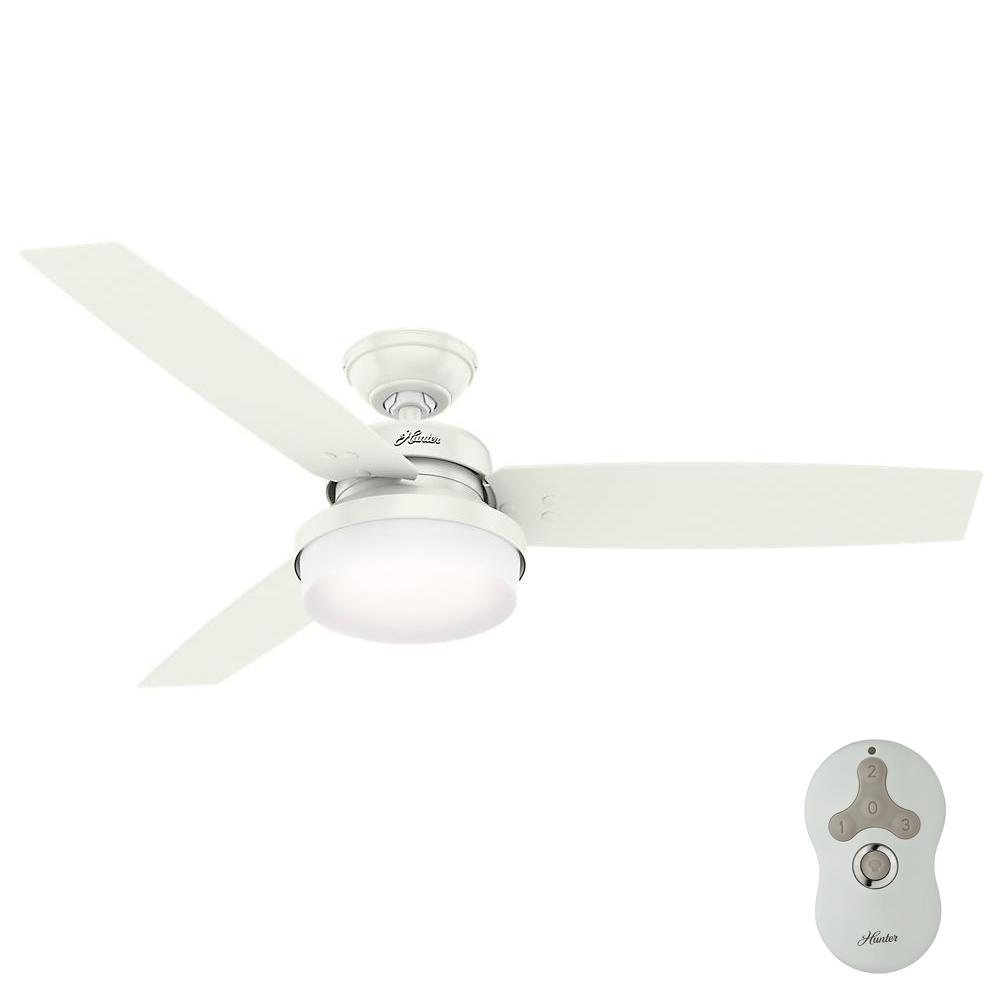 Hunter Gray Remote Control Included Ceiling Fans Lighting Led Indoor Fresh White Ceiling Fan With Light Kit And Universal Remote