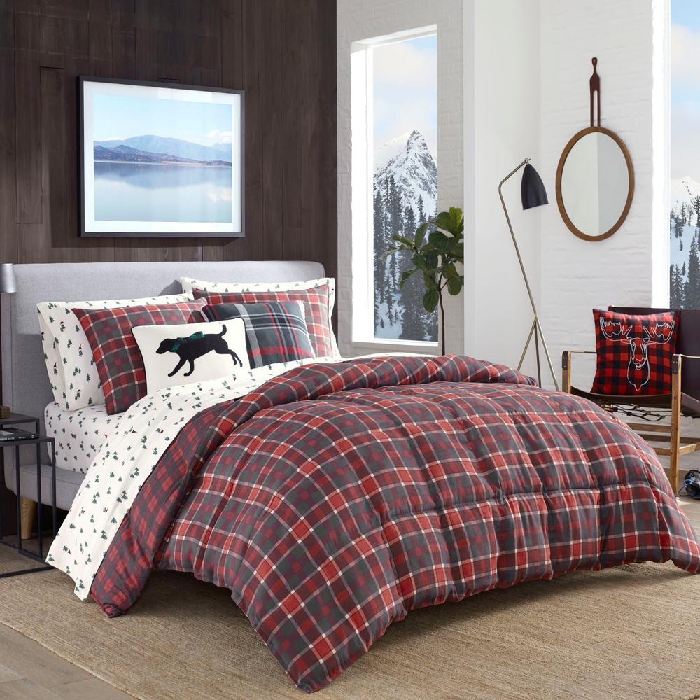 Eddie Bauer 3Piece Red Timber Tartan Polyester Full/Queen Comforter