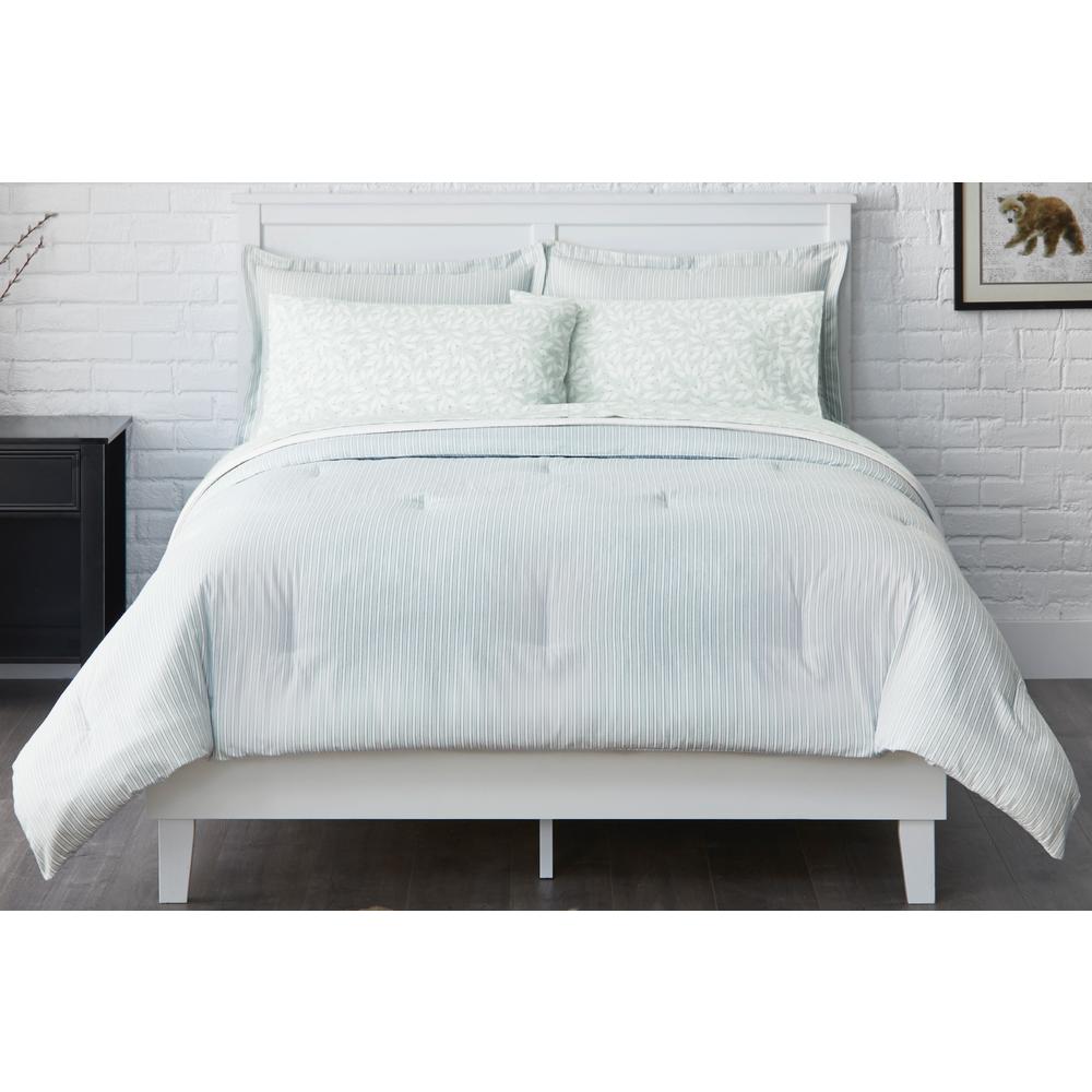 Stylewell 3 Piece Full Queen Flannel Comforter Set In Raindrop And