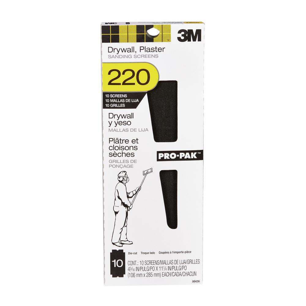 3M 43/16 in. x 111/4 in. (10.6 cm x 28.5 cm) 220 Grit Drywall Sanding