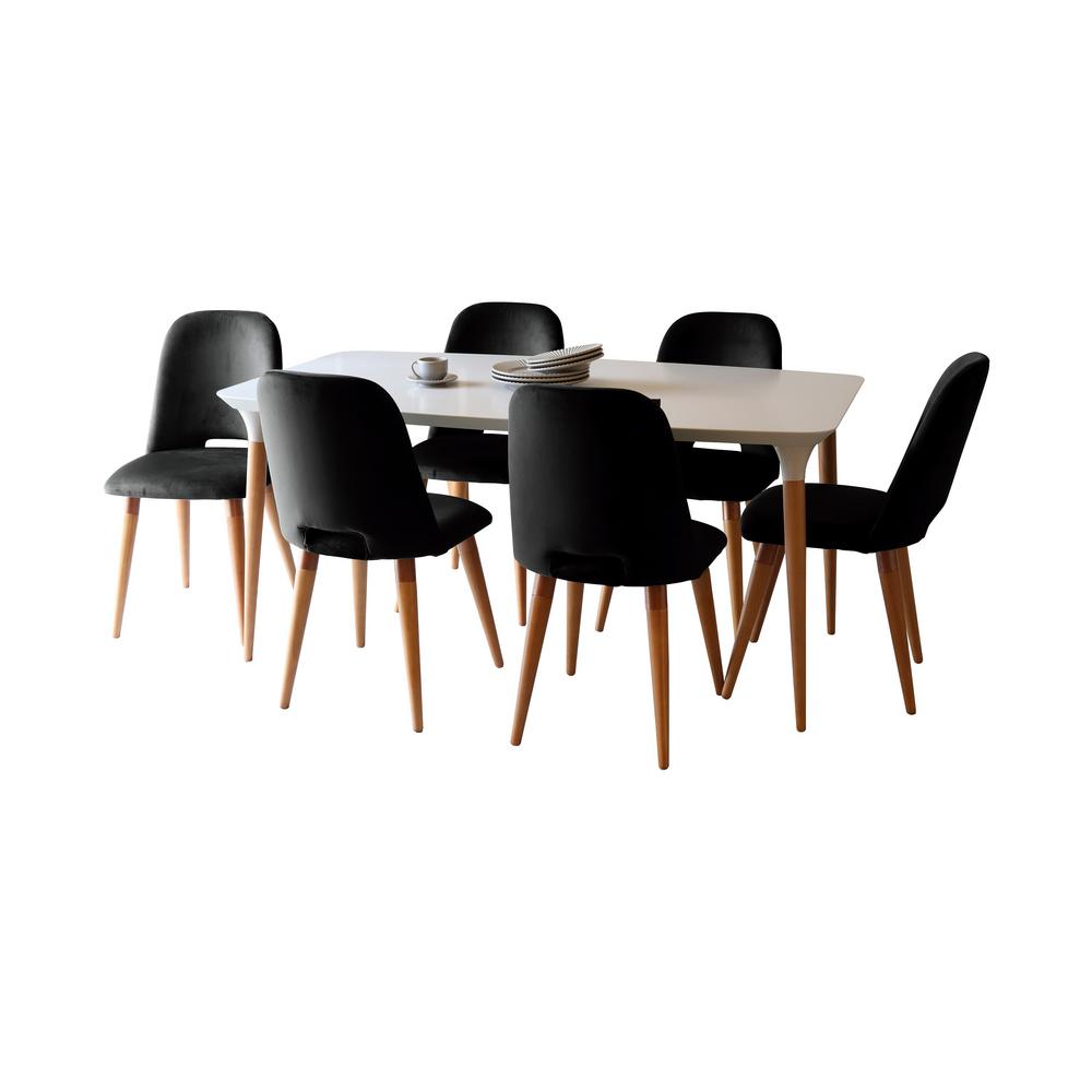 Manhattan Comfort Homedock 62 99 7 Piece Dining Set With 6 Selina Accent Chairs In Off White And Black 210155511020565 The Home Depot - White Dining Room Accent Furniture Manhattan Comfort Homedock 62 99 7 Piece Dining Set With 6 Selina Accent Chairs In Off White And Black 210155511020565 The Home Depot - White Dining Room Accent Furniture