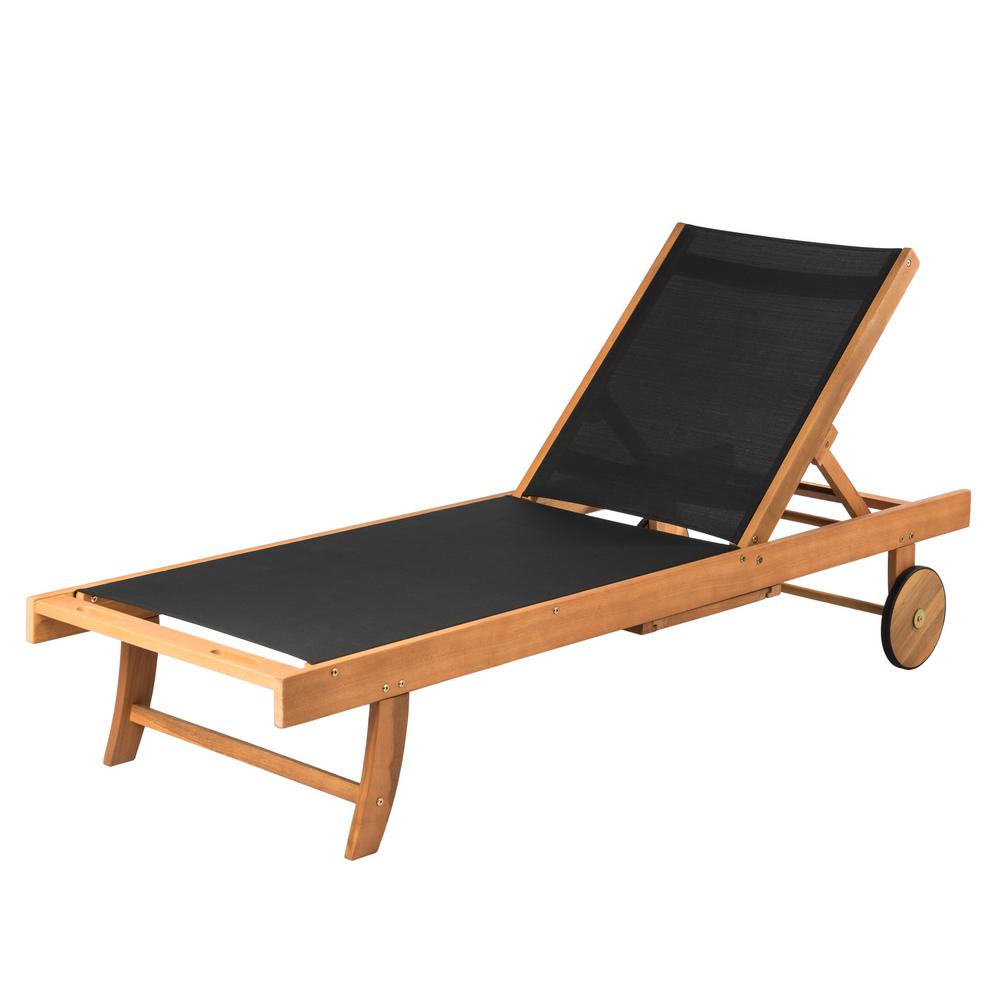 Patio Sense Sanur Sun Natural Adjule Wood Outdoor Lounge Chair Sanur Sun Natural Adjule Wood Outdoor Lounge Chair In Black