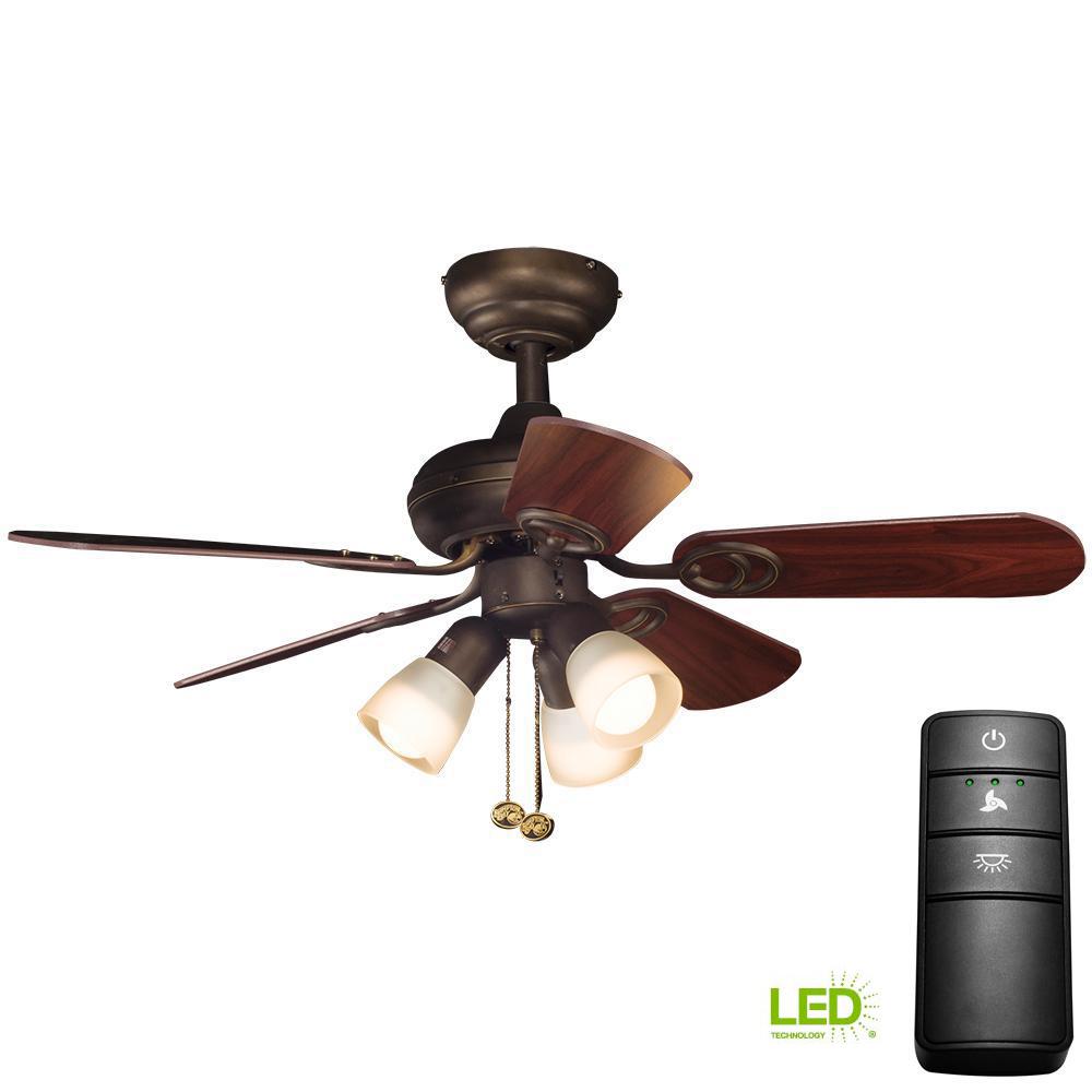 Bronze 3 Lights Blades Ceiling Fans With Led Orb Ceiling Fan With Light Kit And Remote Control
