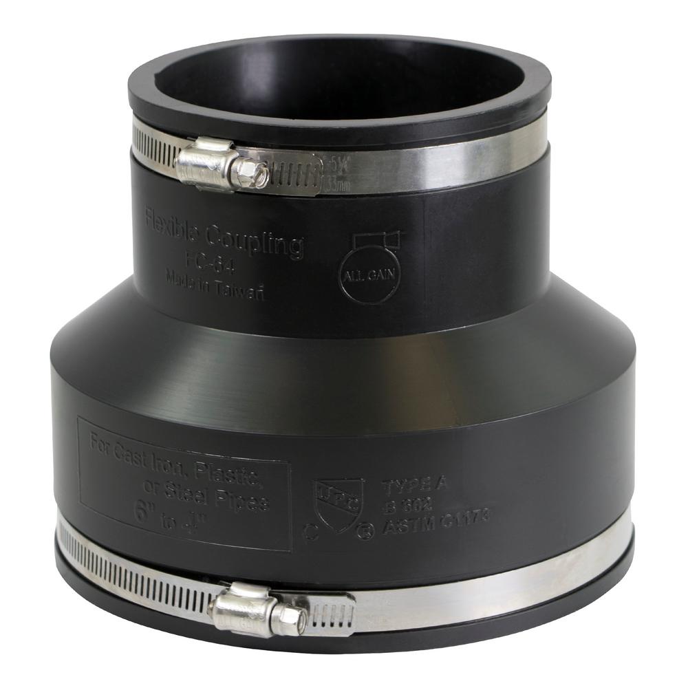 The Plumber's Choice 6 in. x 4 in. PVC Flexible Reducing Coupling with