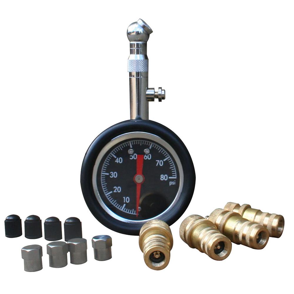 Black Bull Deflators Set with 2 in. Tire Pressure Gauge (13Piece