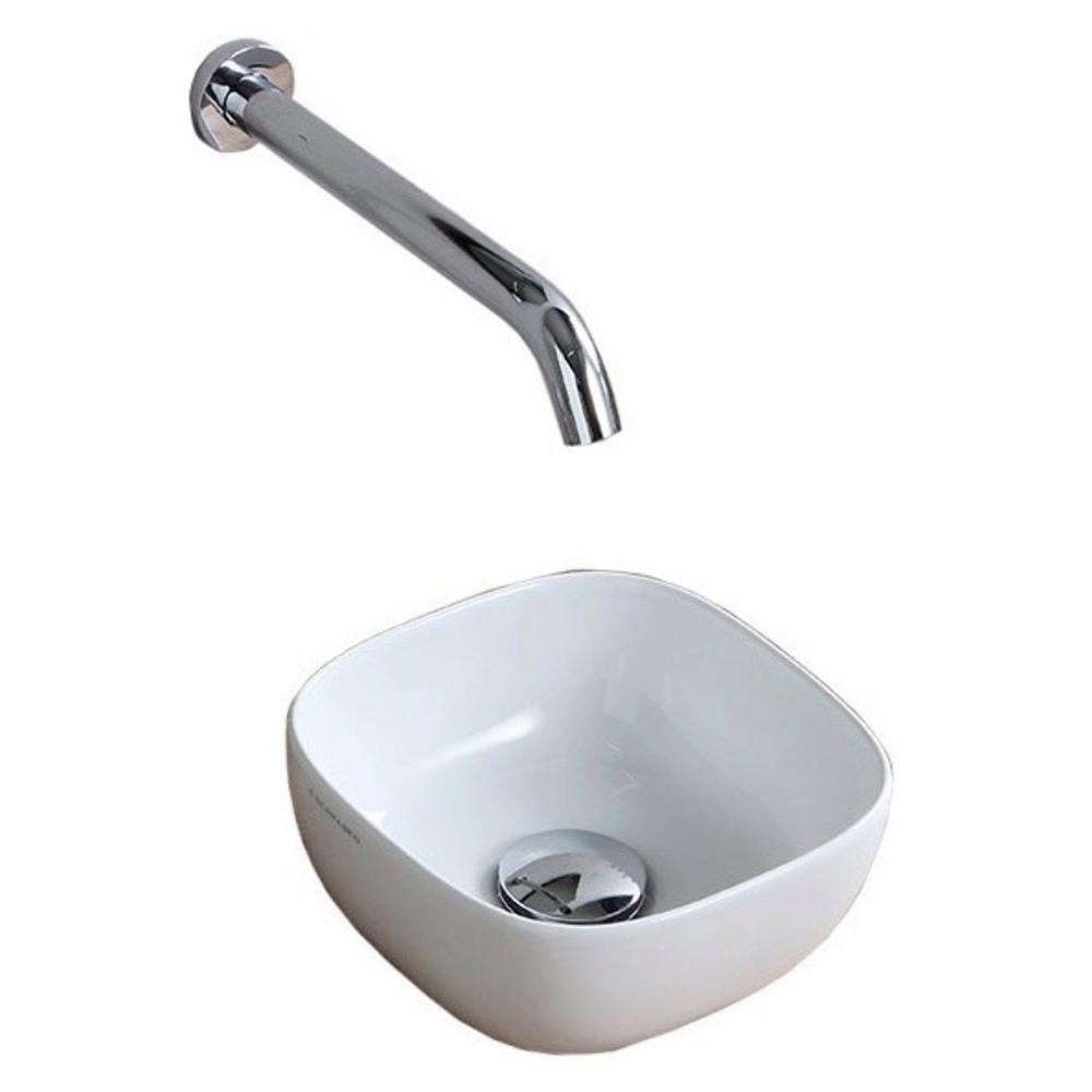 Nameeks Glam Vessel Sink in WhiteScarabeo 1809No Hole The Home Depot