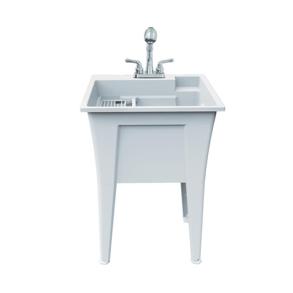 RUGGED TUB 24 In. X 22 In. Polypropylene Granite Laundry Sink With 2 ...