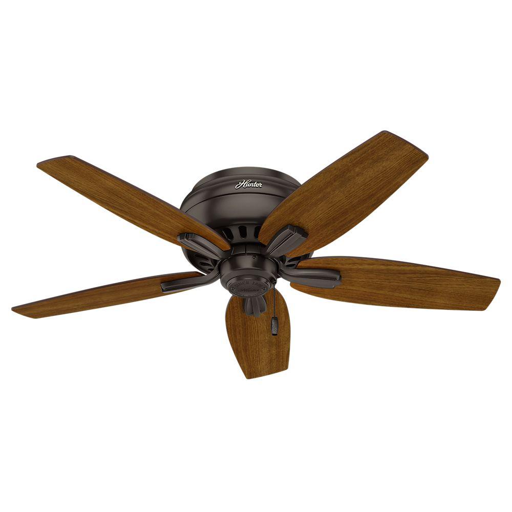 Hunter Newsome 42 In Indoor Low Profile Premier Bronze Ceiling Fan With Light Kit 51081 The Home Depot