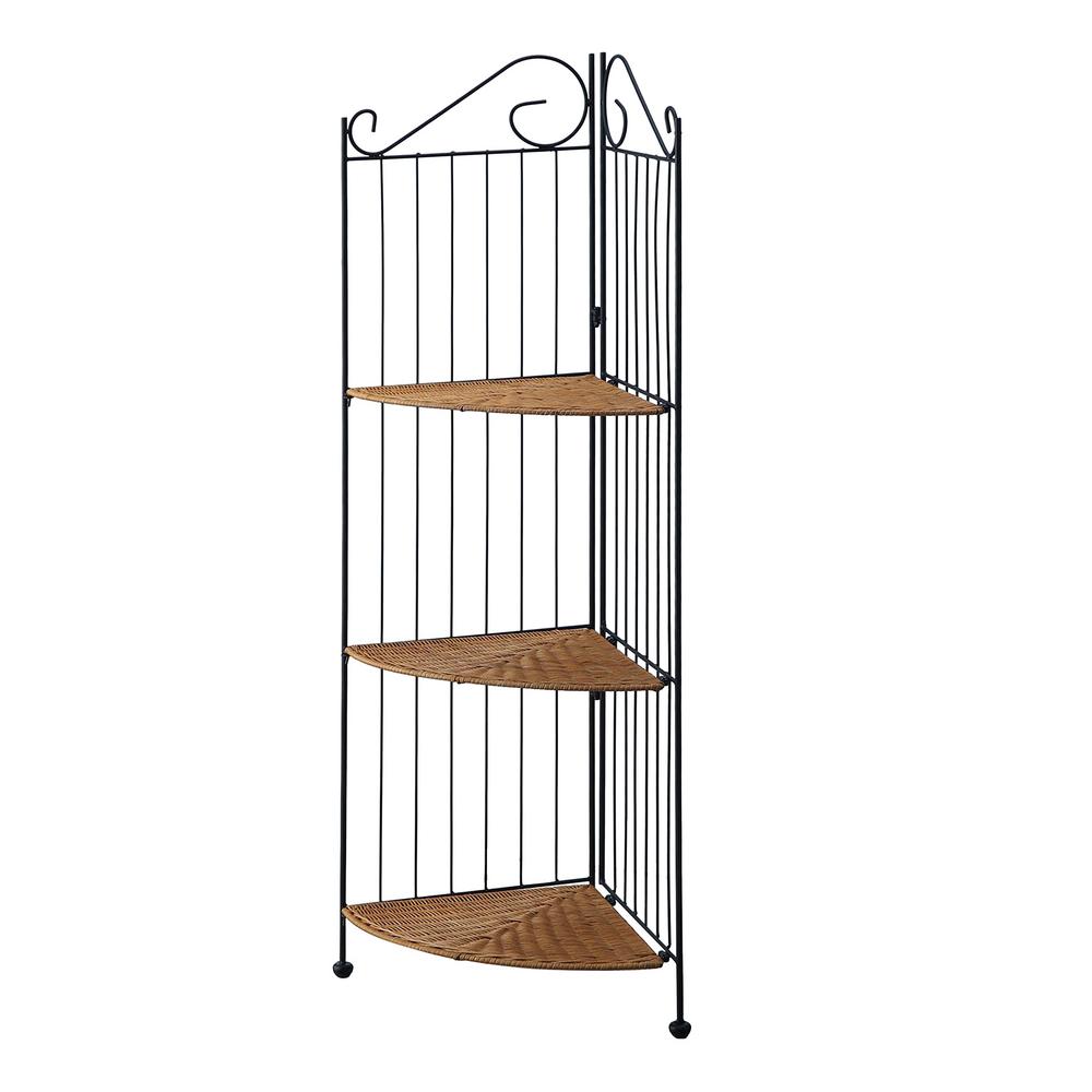 4d Concepts 43 3 In Natural Metal 3 Shelf Corner Etagere Bookcase