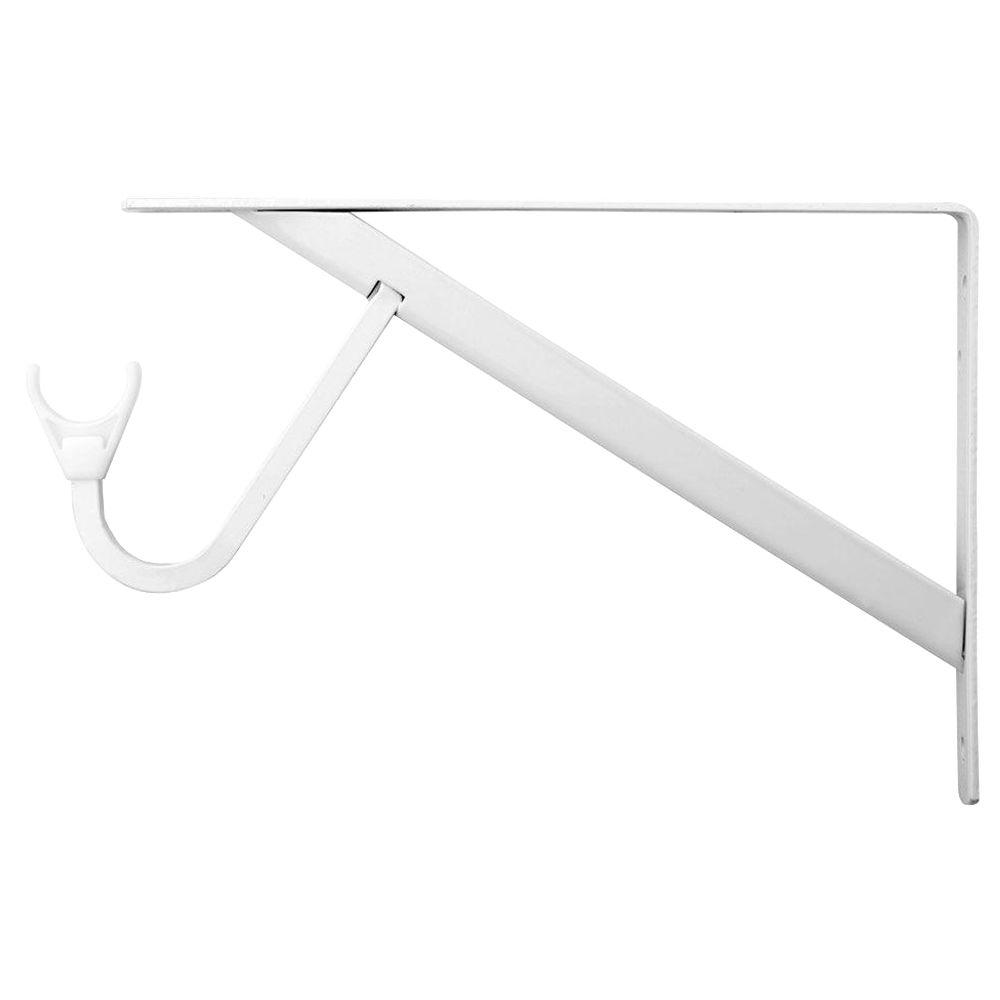 Everbilt 12 4 In X 1 05 In White Shelf And Rod Bracket Hd 0495