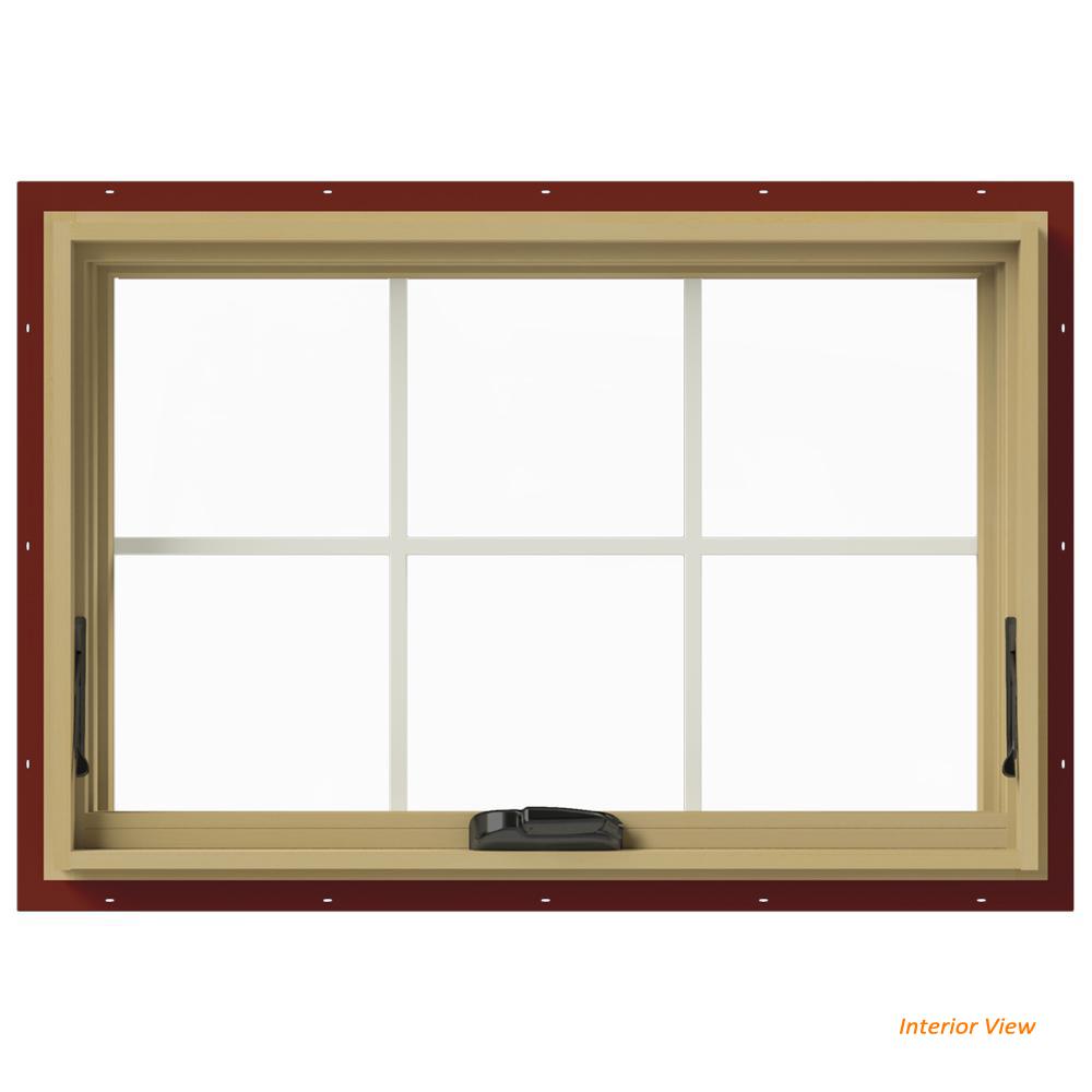 JELD WEN 36 In X 24 In W 2500 Series Red Painted Clad Wood Awning