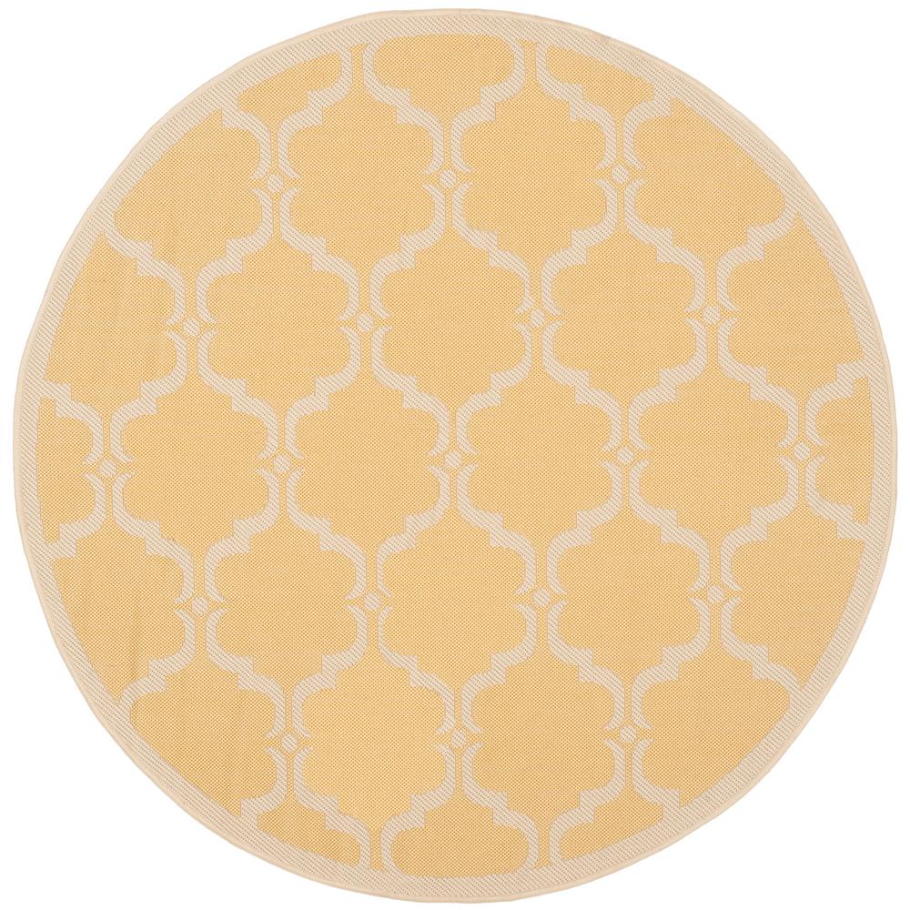 Safavieh Courtyard Yellow/Beige 5 ft. x 5 ft. Indoor/Outdoor Round Area