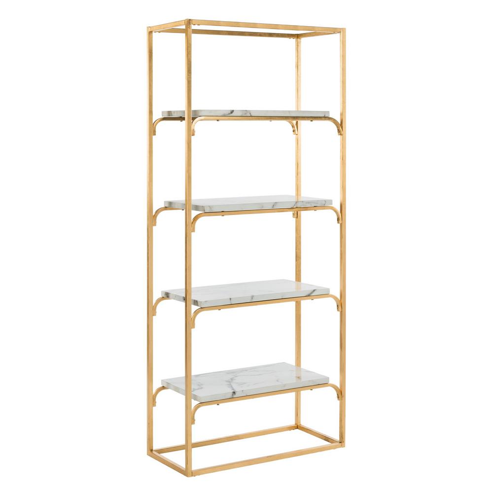 Safavieh 72 In Gold White Metal 4 Shelf Etagere Bookcase With