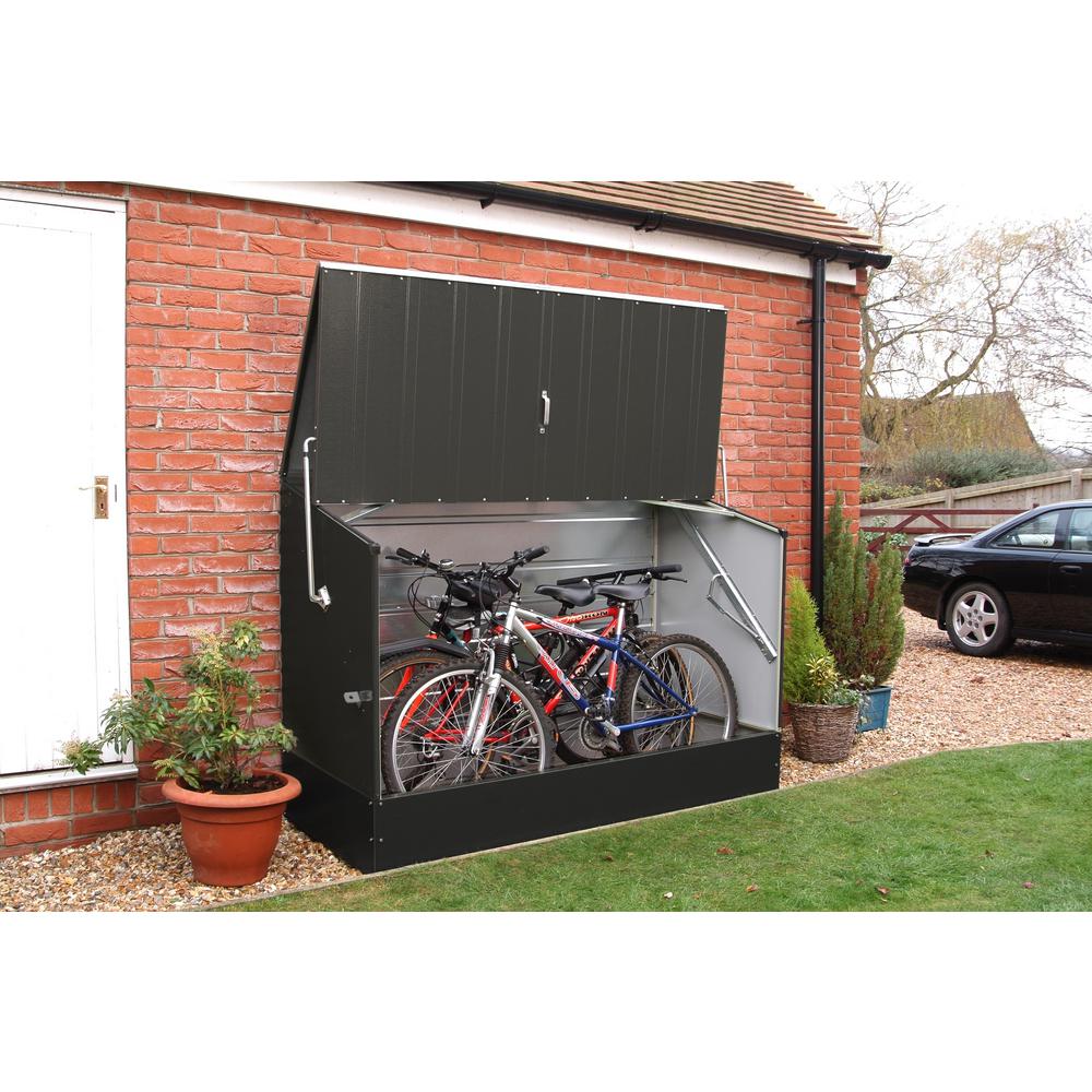 Bosmere 6 Ft X 3 Ft Anthracite Grey Heavy Duty Steel Bicycle Storage Locker A303 The Home Depot
