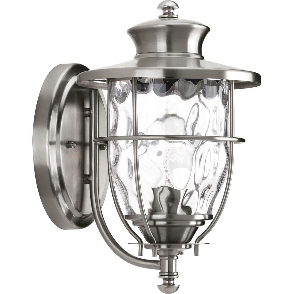 Progress Lighting Outdoor Wall Mounted Beacon Collection 1 Light 8 Inch Stainless Steel Outdoor Wall Lantern