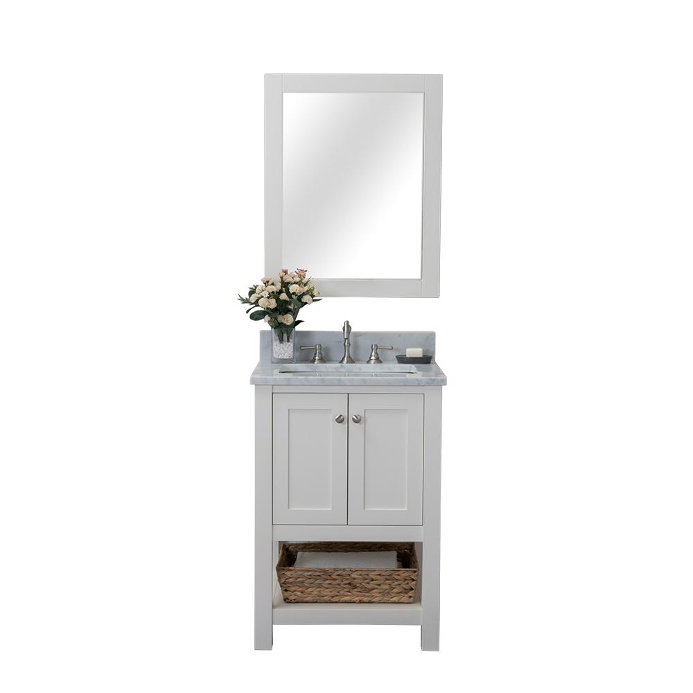 Alya Bath Wilmington 24 In W X 34 2 H 22 D Vanity Gray With Marble Top White Basin