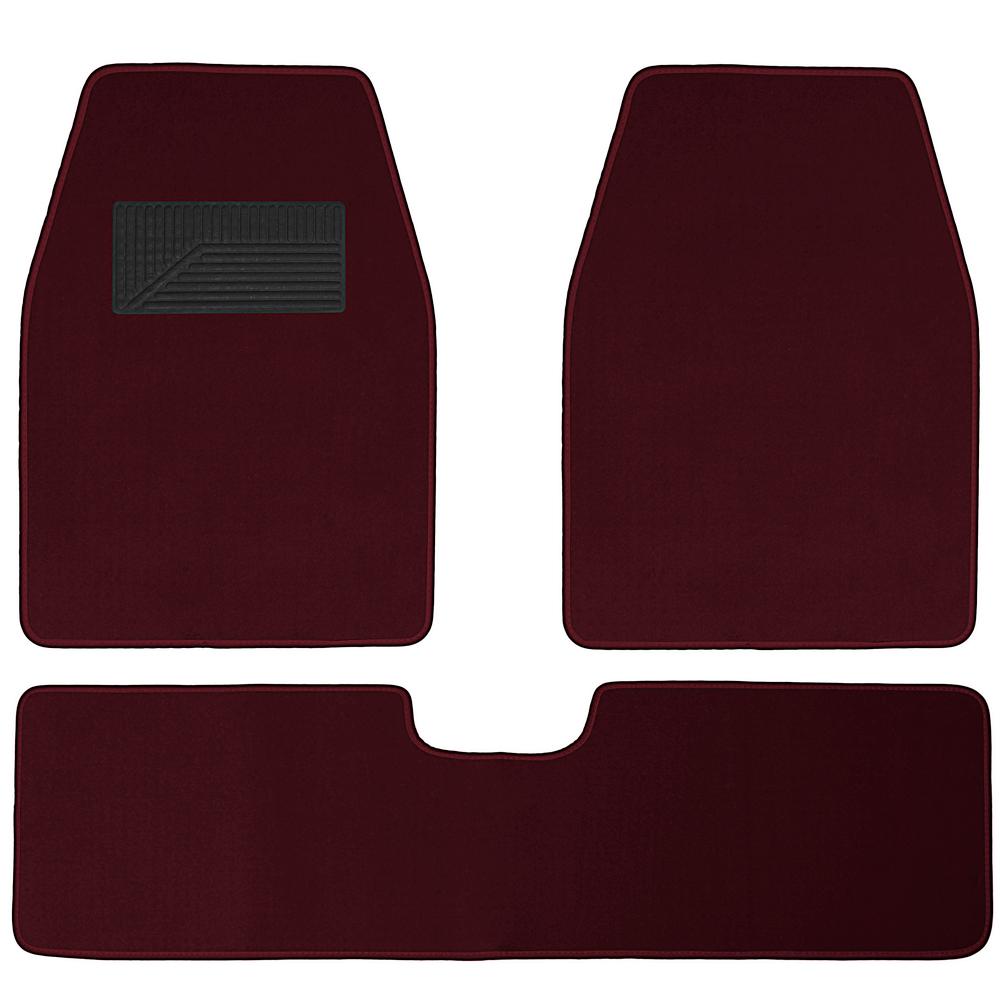 Oxgord Solid Burgundy 3 Piece 26 5 In X 19 3 In Floor Mats