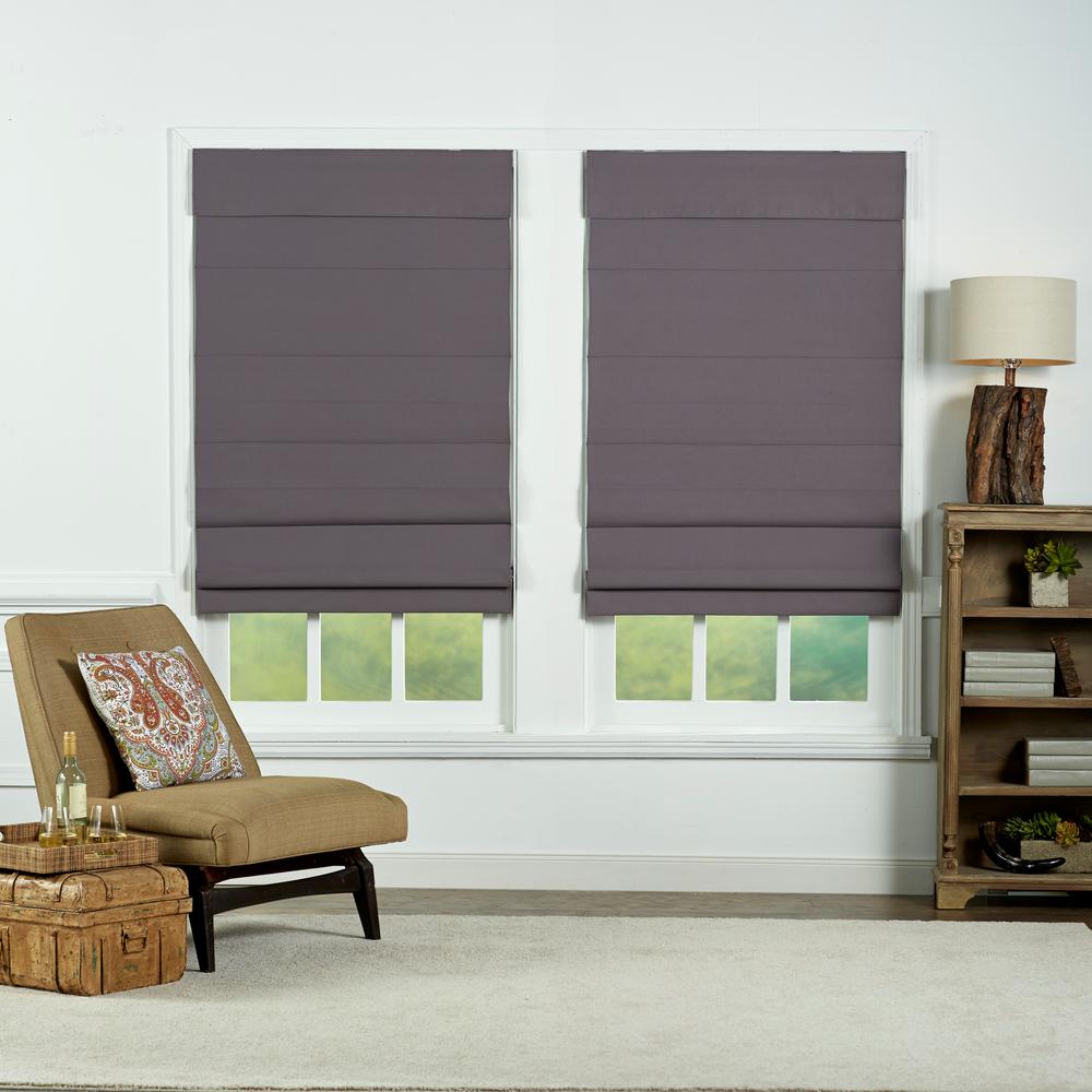 Perfect Lift Window Treatment Gray Insulating Cordless Cotton Roman Gray Insulating Cordless Cotton Roman Shade 24 In W X