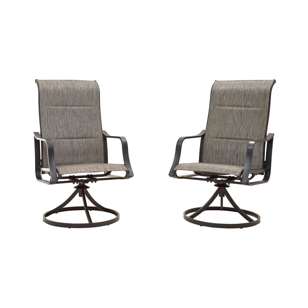 Patio Festival Swivel Padded Sling Outdoor Dining Chair In Gray 2 Pack Pf19105 G The Home Depot