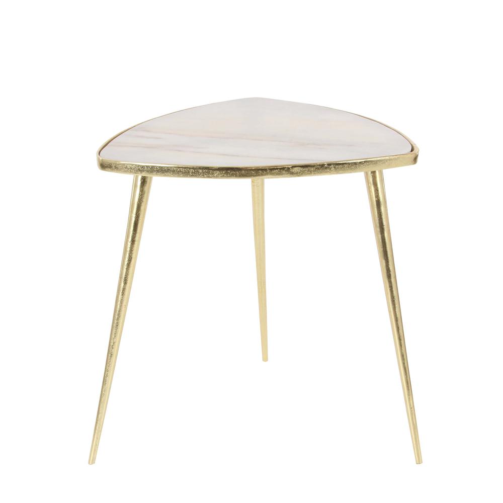 Litton Lane Classic Marble Accent Table In Gold And White 53459 Classic Marble Accent Table In Gold And White