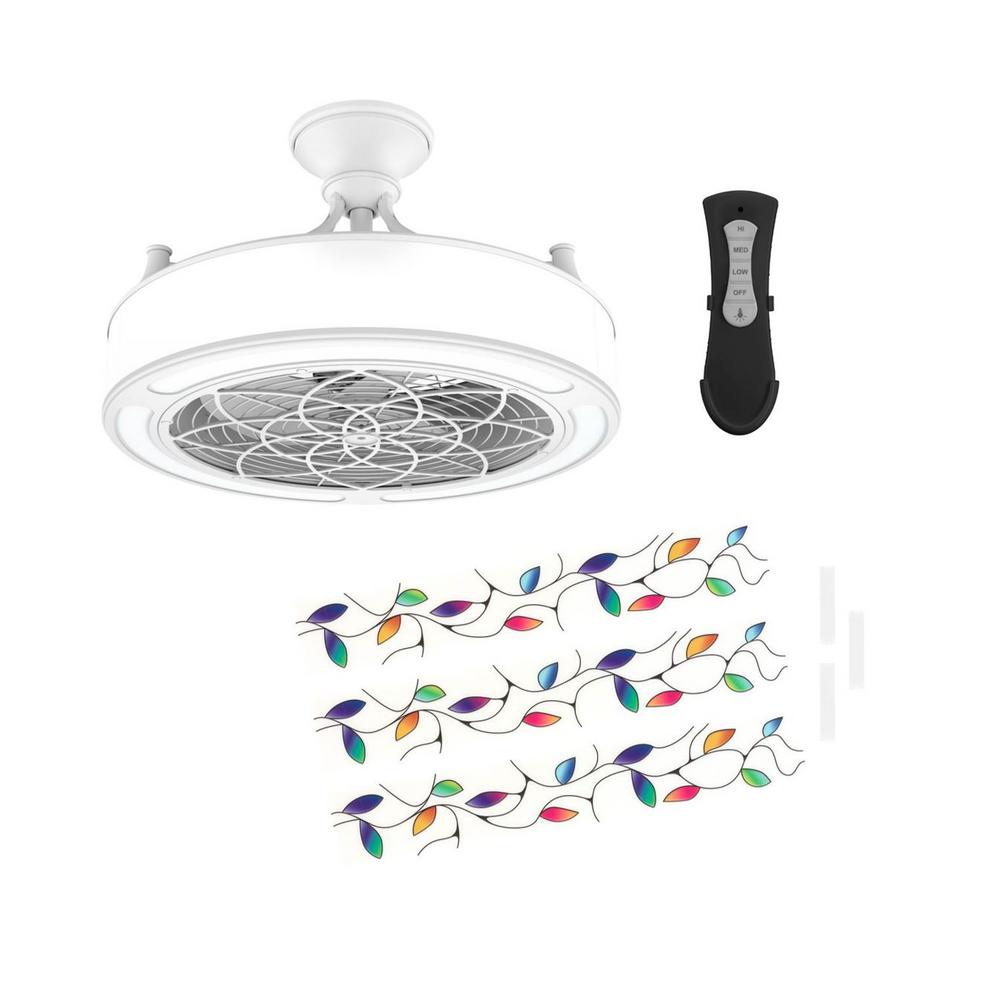 Stile Anderson 22 In Led Indoor Outdoor White Ceiling Fan With Remote Control And Vine Insert Panel