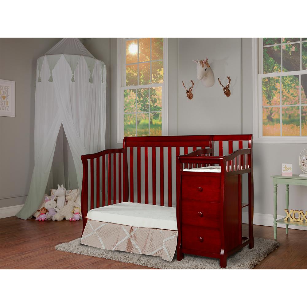 Dream On Me Jayden Cherry 4-in-1 Mini Convertible Crib and Changer