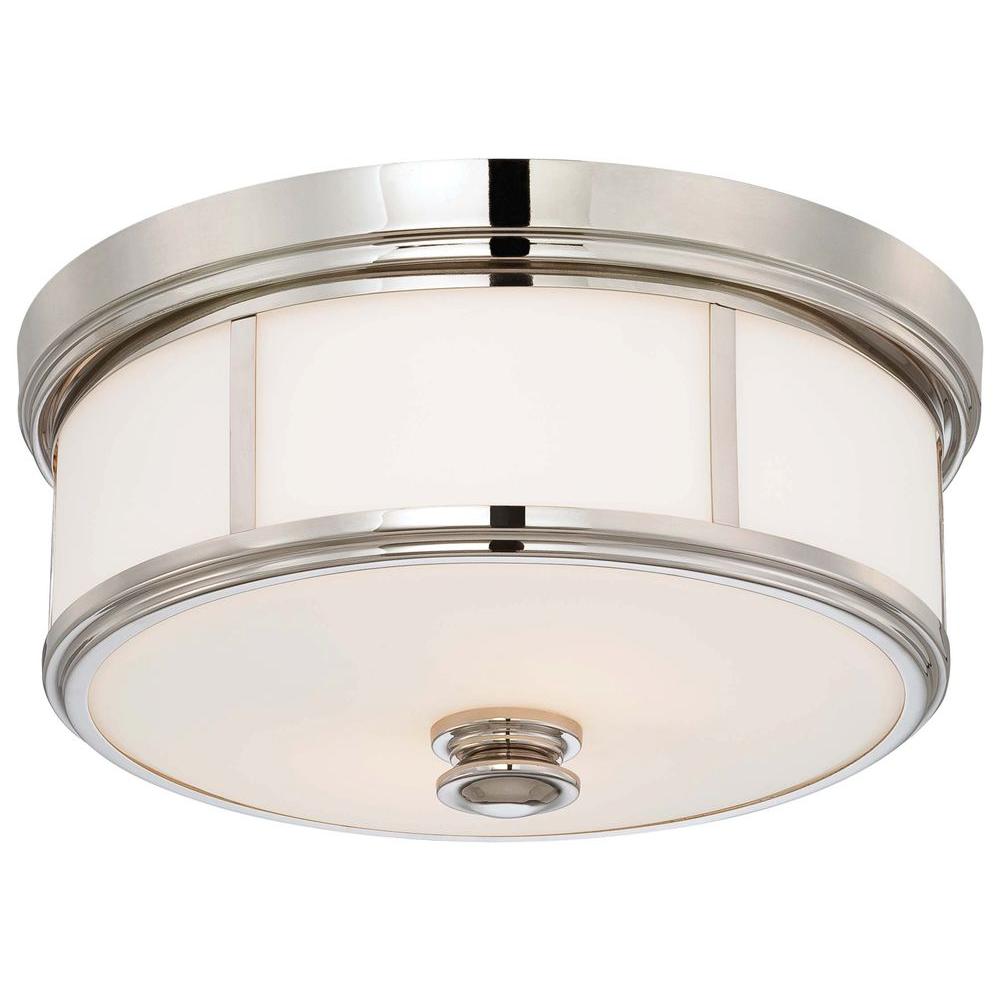 Minka Lavery 2 Light Polished Nickel Flushmount 4365 613 The Home Minka Lavery 2 Light Polished Nickel Flushmount