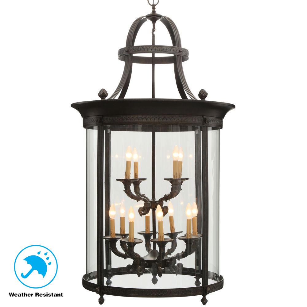 World Imports Chatham Collection 12 Light French Bronze Outdoor Chatham Collection 12 Light French Bronze Outdoor Hanging Mount Country Influence Foyer Lantern