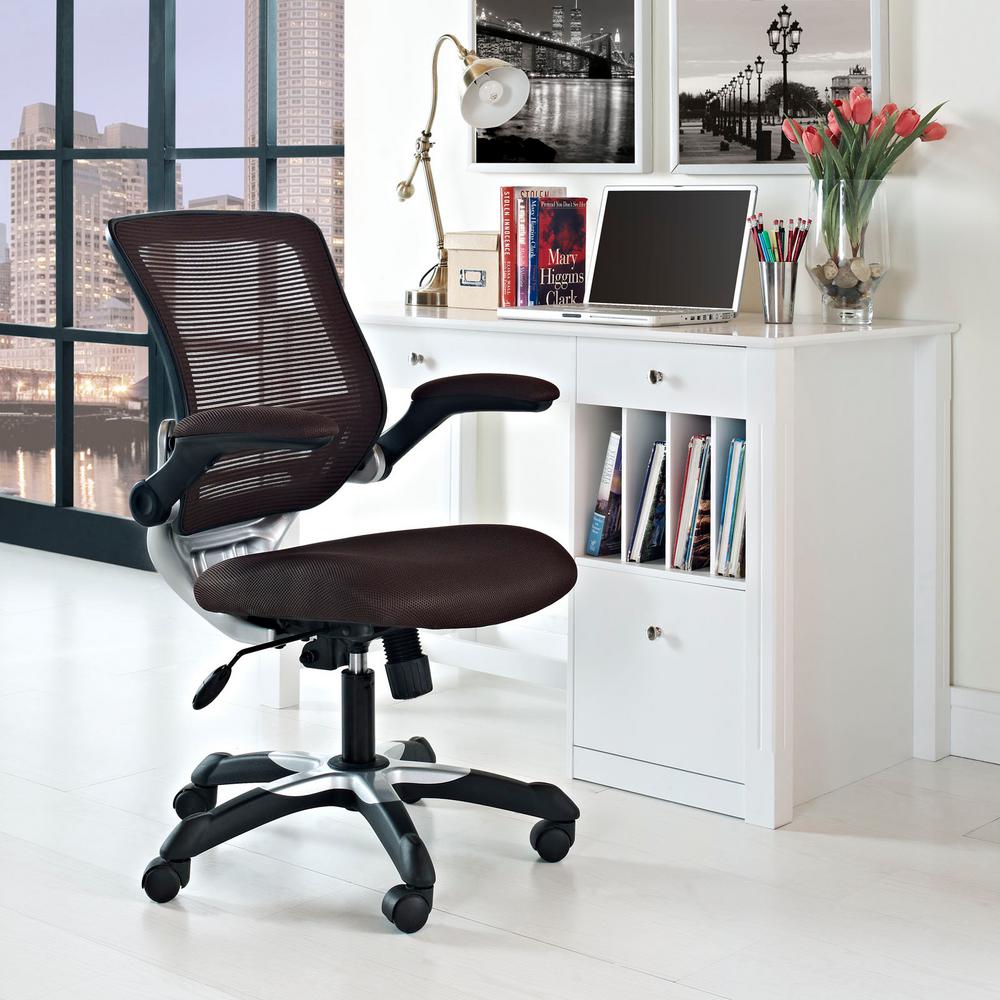 Modway Edge Mesh Office Chair In Brown Eei 594 Brn The Home Depot Modway Edge Mesh Office Chair In Brown