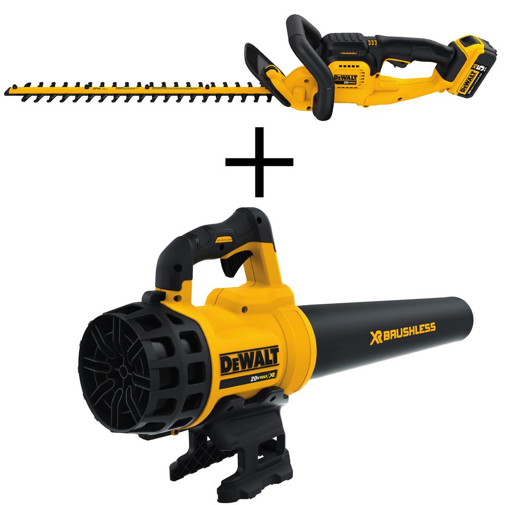 Dewalt 22 in. 20-Volt MAX Lithium-Ion Cordless Hedge Trimmer + Handheld Leaf Blower